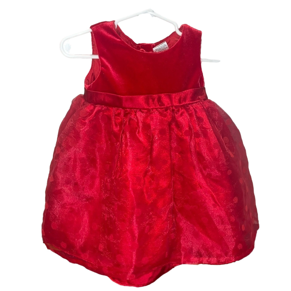 Youngland Infant Red Velvet Holiday Dress 12m